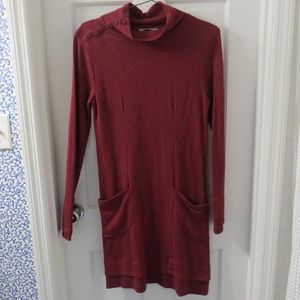 Horny Toad "Delilah" maroon red long sleeve t-neck jersey dress M